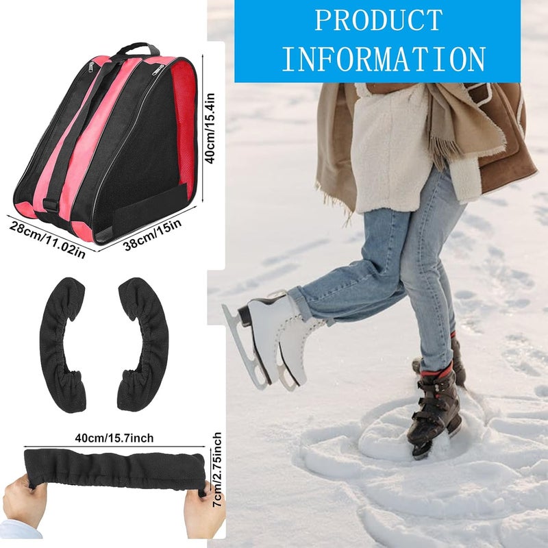 HDFCLUP Skating Bag Set Ice Skate Blade Covers Ice Skating Guards and Roller Skates Bag Roller Skate Accessories Roller Skate Bag for Kids Men Women Adults - Image 2